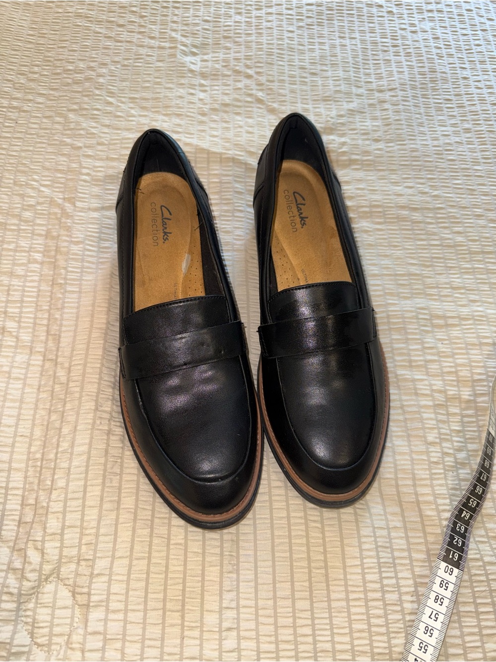 Clark’s Black Leather Wedge Loafers 11